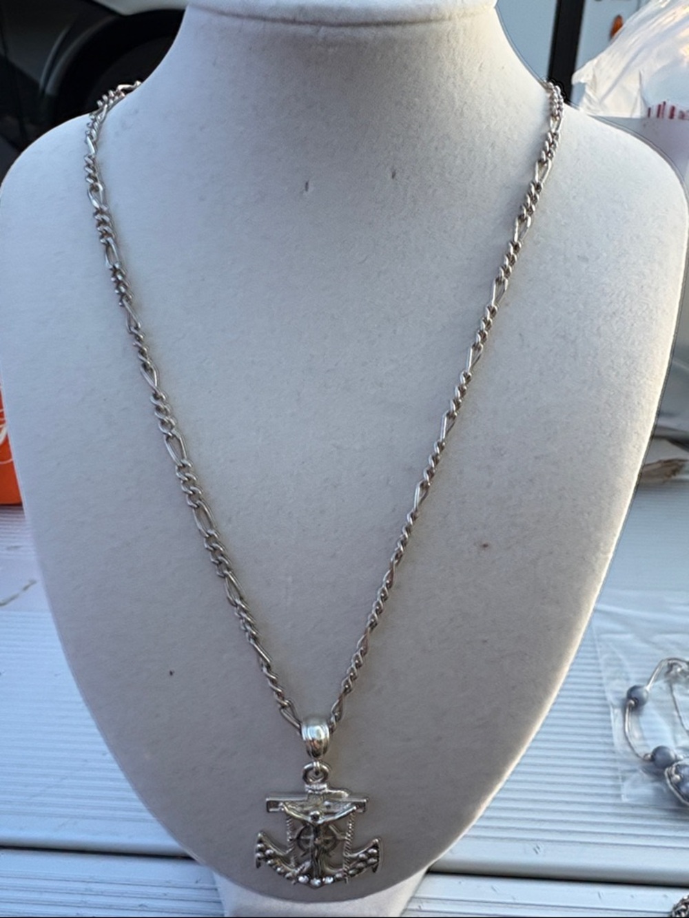 Source Unknown Silver Anchor Pendant Necklace